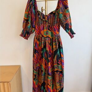 House of Harlow 1960 Vibrant Multicolor Long Sleeve Dress